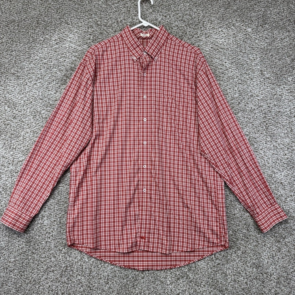 Onward Reserve Shirt Men's Large Red Plaid Performance Classic Button‎ Up Nylon